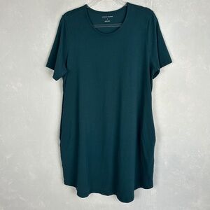 Universal Standard Halie T-shirt dress size S 14-16 teal cotton pockets short